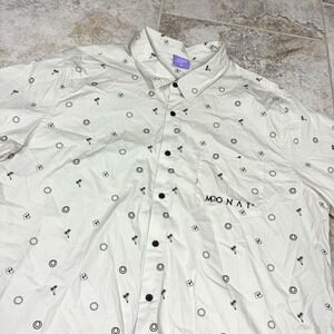 Monat Aop Button Up Shirt Mens 3XL Tan Logo Short Sleeve Pocket